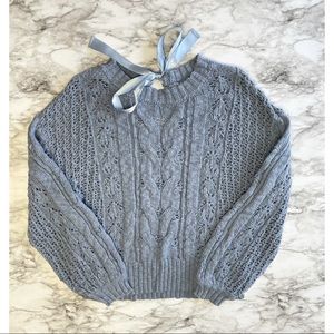 Blue Lauren Conrad Knit Sweater Tie Back Ribbon